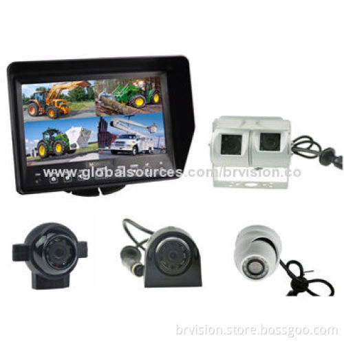Bus surveillance system with 7.0 inch quad monitor and night vision rear/side/front/doom cameraNew